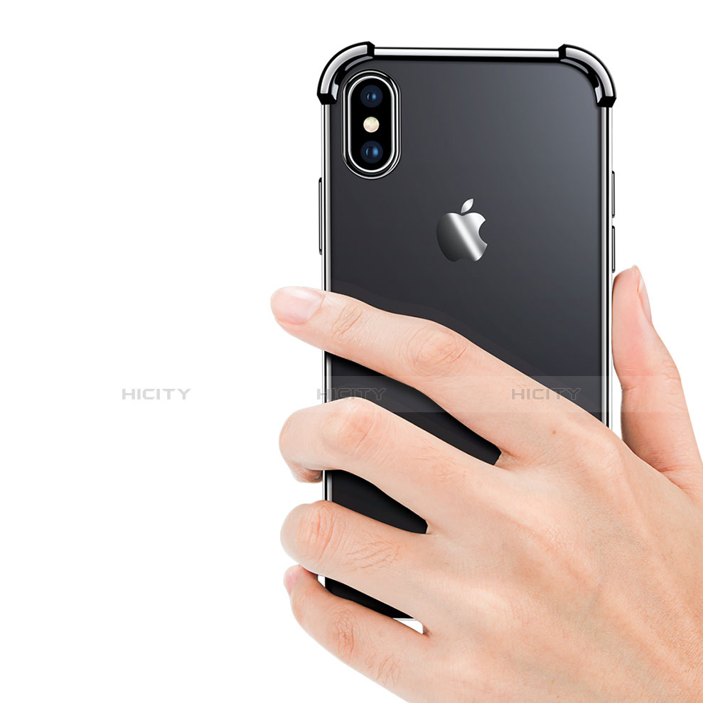 Silikon Schutzhülle Ultra Dünn Tasche Durchsichtig Transparent V14 für Apple iPhone Xs Max Schwarz groß
