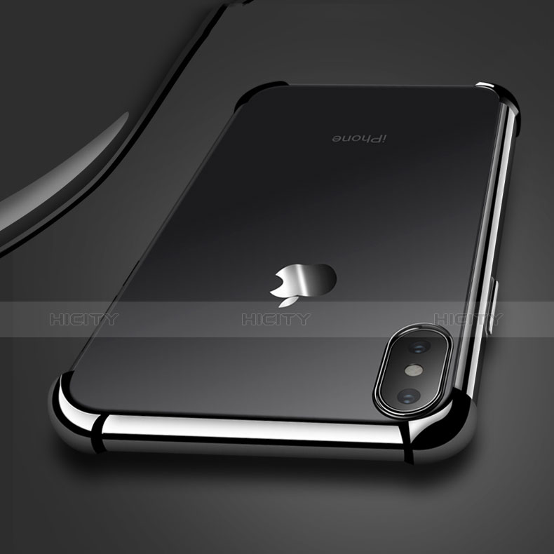 Silikon Schutzhülle Ultra Dünn Tasche Durchsichtig Transparent V14 für Apple iPhone Xs Schwarz