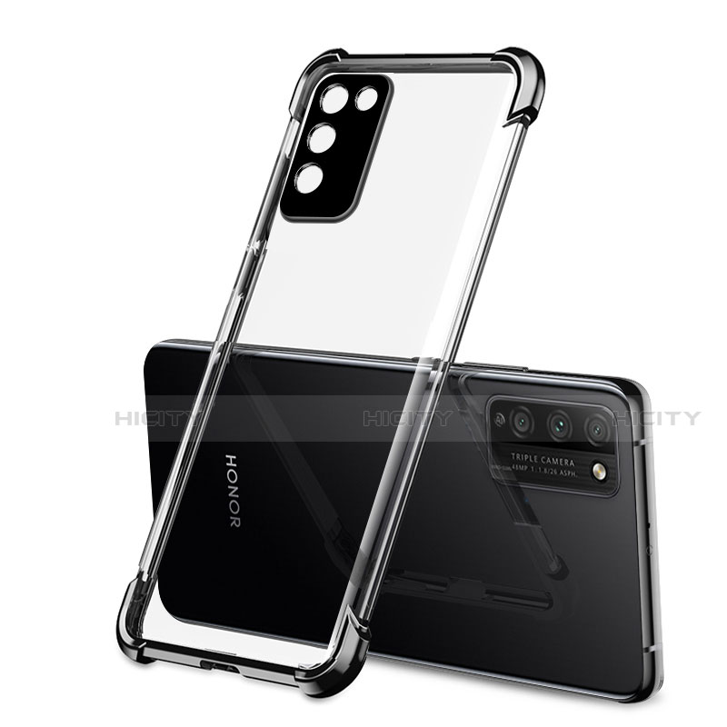 Silikon Schutzhülle Ultra Dünn Tasche Flexible Hülle Durchsichtig Transparent S01 für Huawei Honor 30 Lite 5G Schwarz Plus