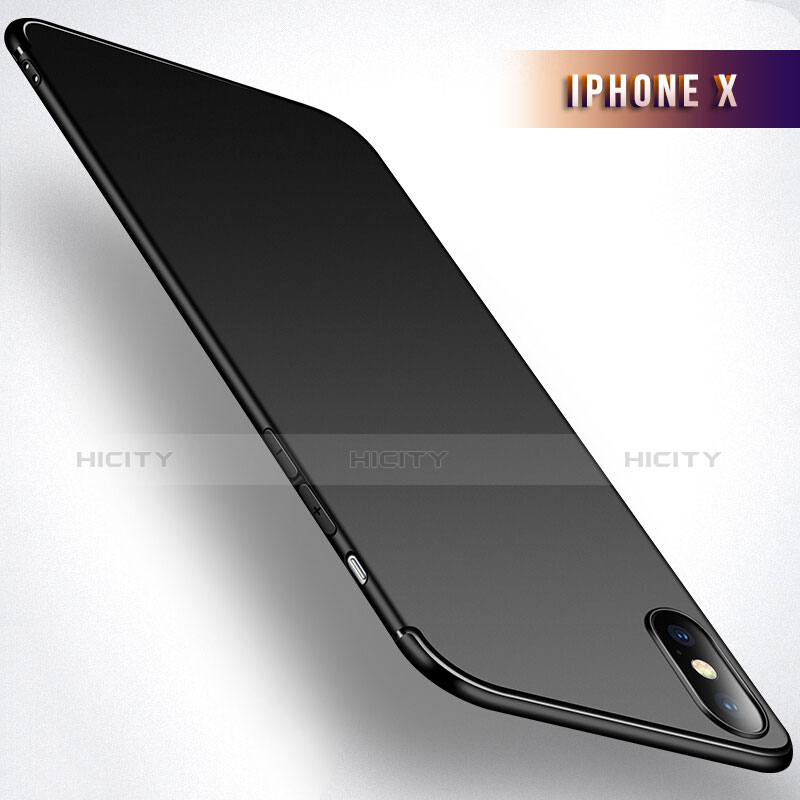 Silikon Schutzhülle Ultra Dünn Tasche S02 für Apple iPhone Xs Schwarz