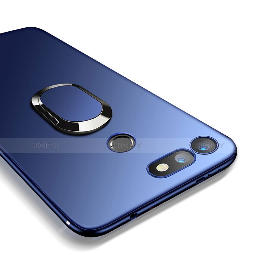 Silikon Schutzhülle Ultra Dünn Tasche Silikon mit Magnetisch Fingerring Ständer für Huawei Honor View 20 Blau