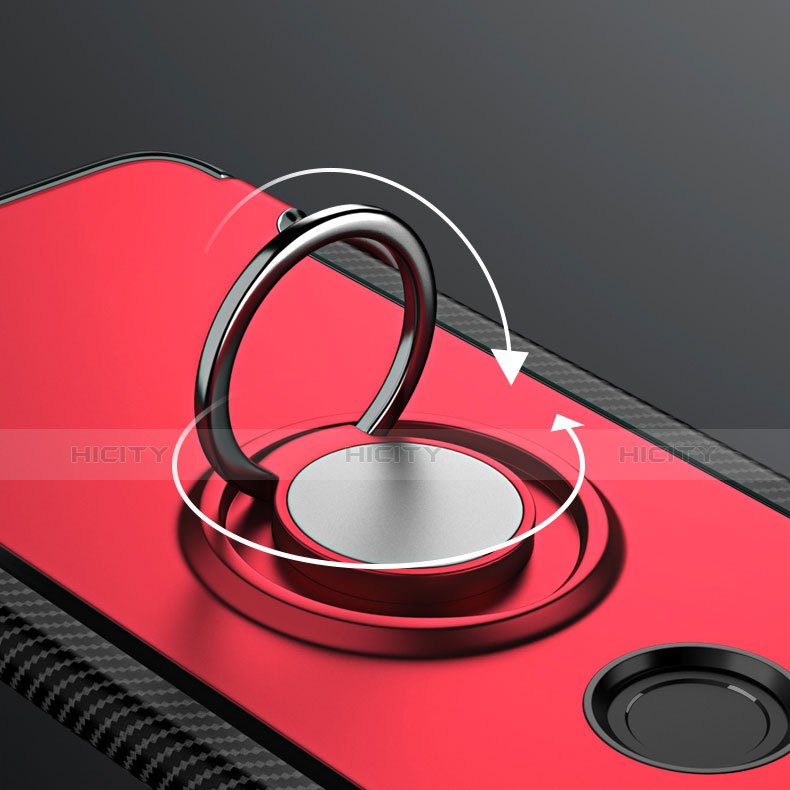 Silikon Schutzhülle und Kunststoff Tasche mit Fingerring Ständer für OnePlus 5T A5010 Rot groß