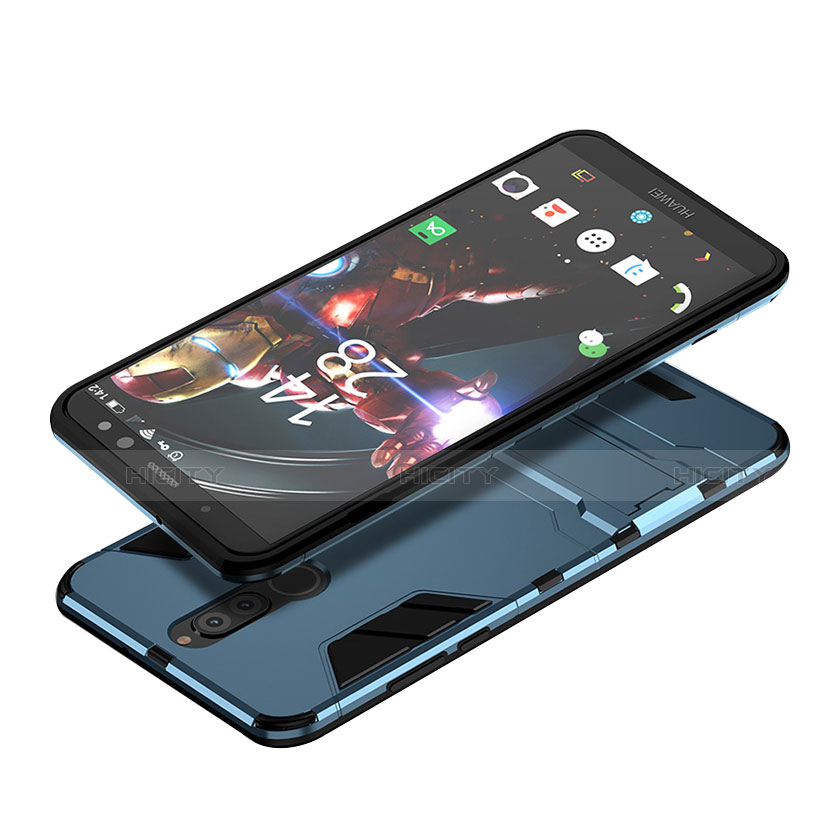 Silikon Schutzhülle und Kunststoff Tasche mit Ständer für Huawei G10 Blau