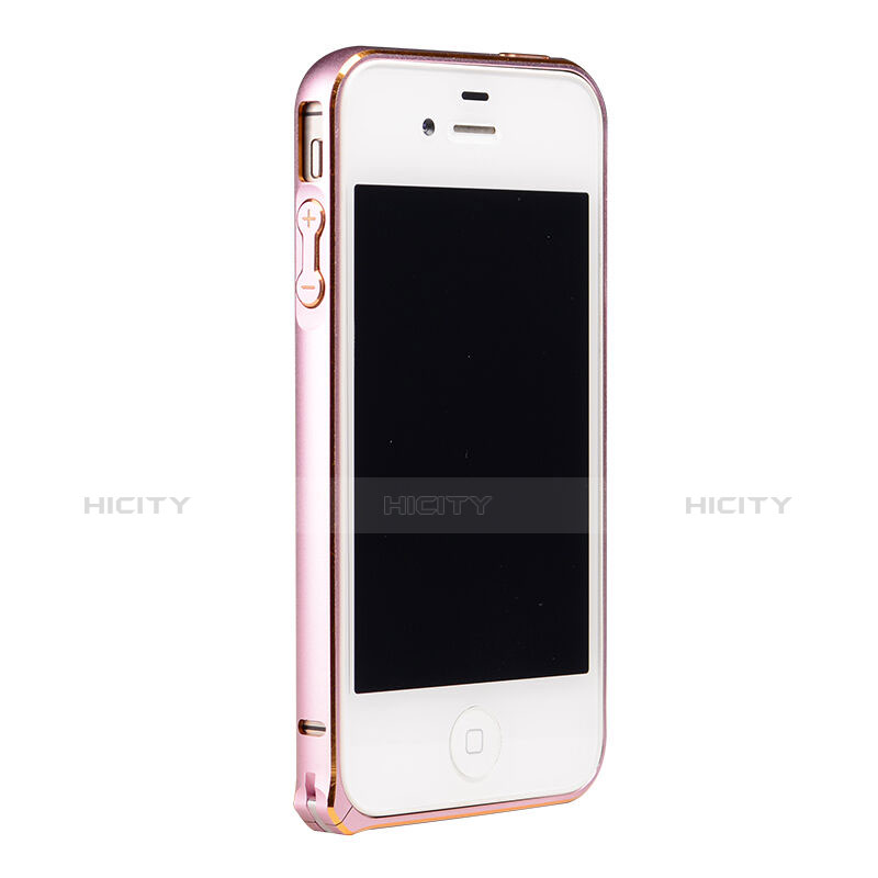 Tasche Luxus Aluminium Metall Rahmen für Apple iPhone 4S Rosa groß
