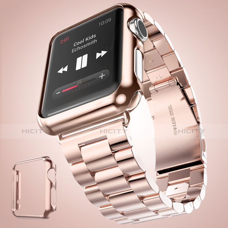 Tasche Luxus Aluminium Metall Rahmen für Apple iWatch 2 42mm Rosa groß