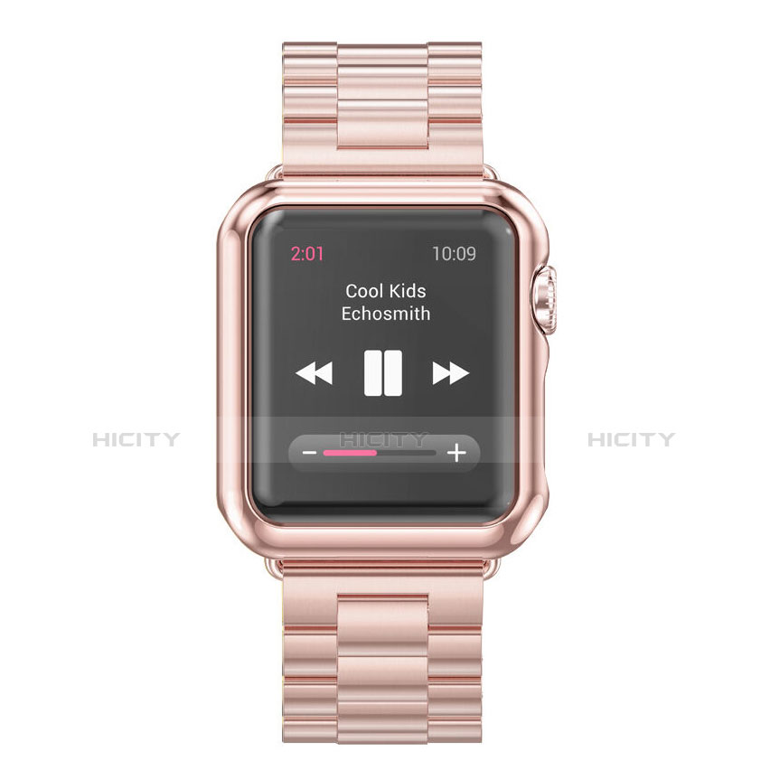 Tasche Luxus Aluminium Metall Rahmen für Apple iWatch 2 42mm Rosa groß