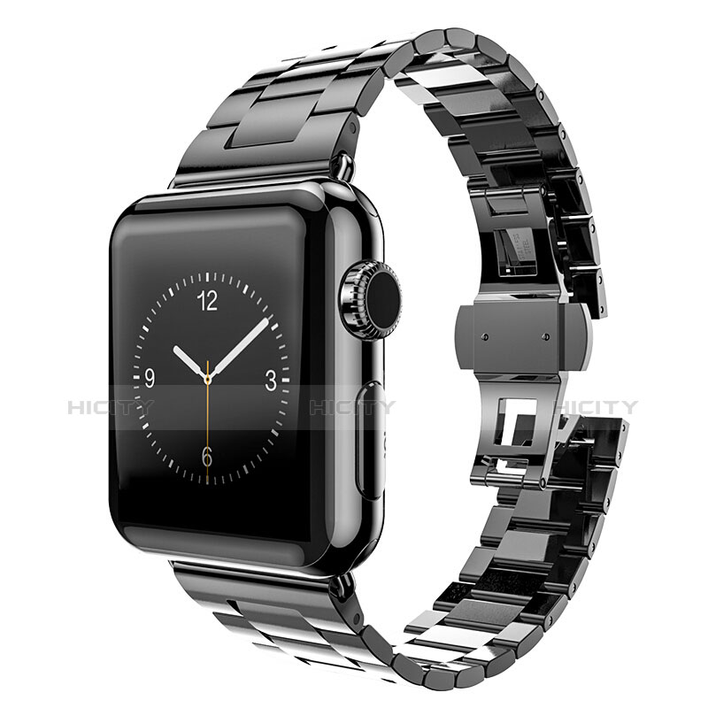 Uhrenarmband Edelstahl Band für Apple iWatch 42mm Schwarz groß