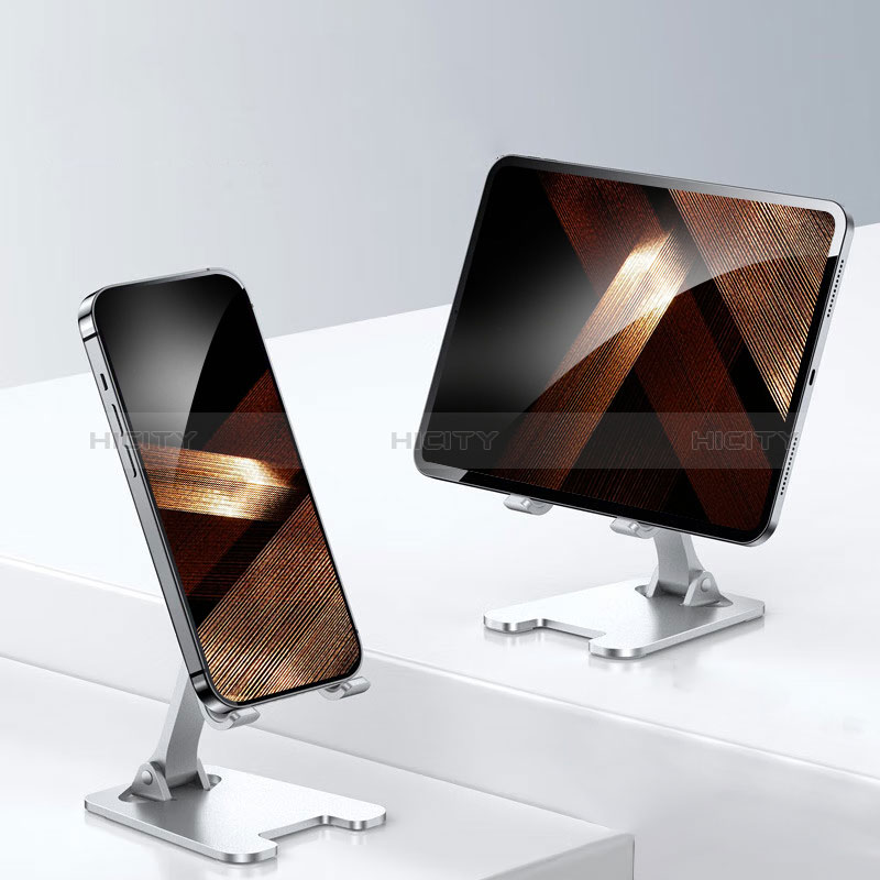 Universal Faltbare Ständer Tablet Halter Halterung Flexibel D01 für Apple iPad Pro 12.9 (2020) Silber