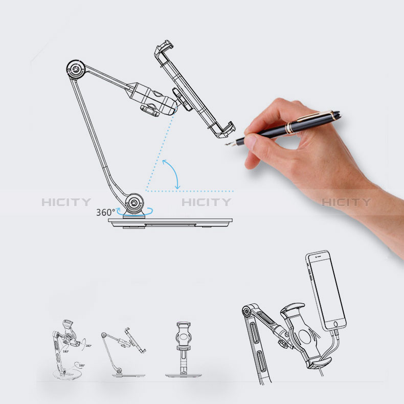 Universal Faltbare Ständer Tablet Halter Halterung Flexibel H08 für Apple iPad 10.9 (2022) Schwarz groß