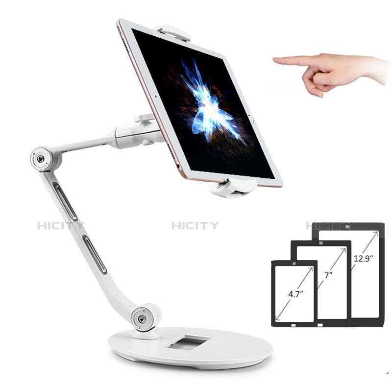 Universal Faltbare Ständer Tablet Halter Halterung Flexibel H08 für Apple iPad Mini 2 Weiß Plus