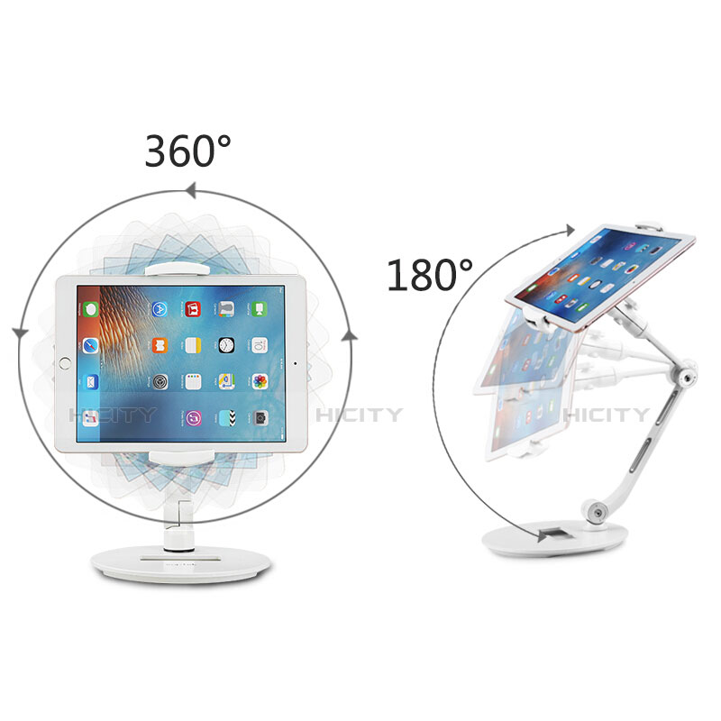 Universal Faltbare Ständer Tablet Halter Halterung Flexibel H08 für Apple iPad Mini 4 Weiß groß