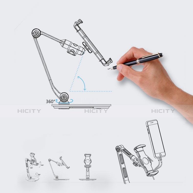 Universal Faltbare Ständer Tablet Halter Halterung Flexibel H08 für Apple iPad New Air (2019) 10.5 Schwarz groß