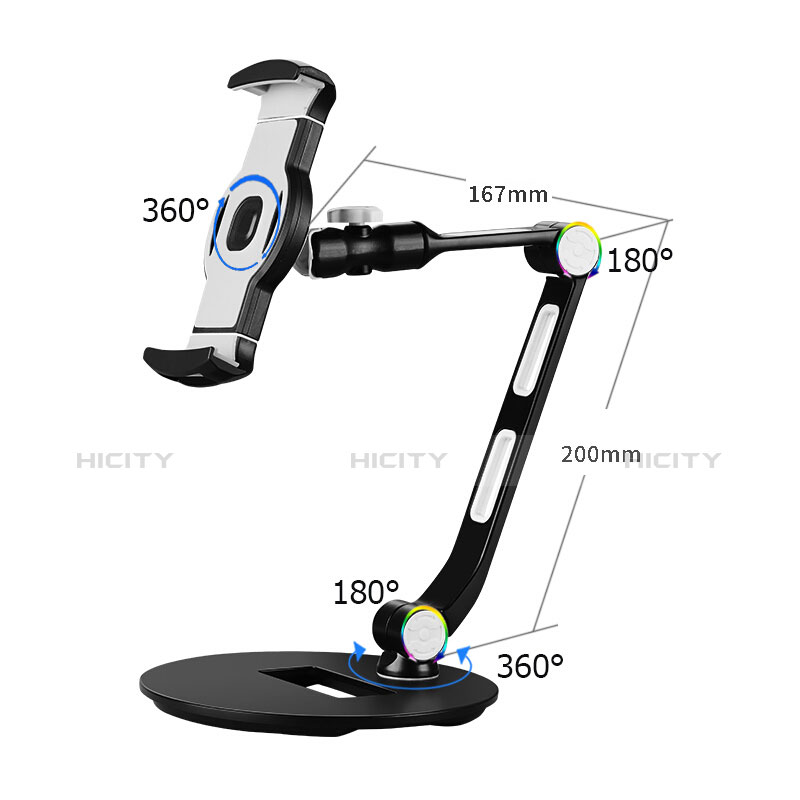 Universal Faltbare Ständer Tablet Halter Halterung Flexibel H08 für Apple iPad Pro 12.9 Schwarz groß