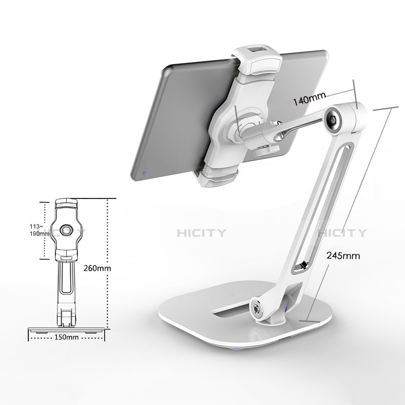 Universal Faltbare Ständer Tablet Halter Halterung Flexibel H10 für Apple iPad Mini Weiß