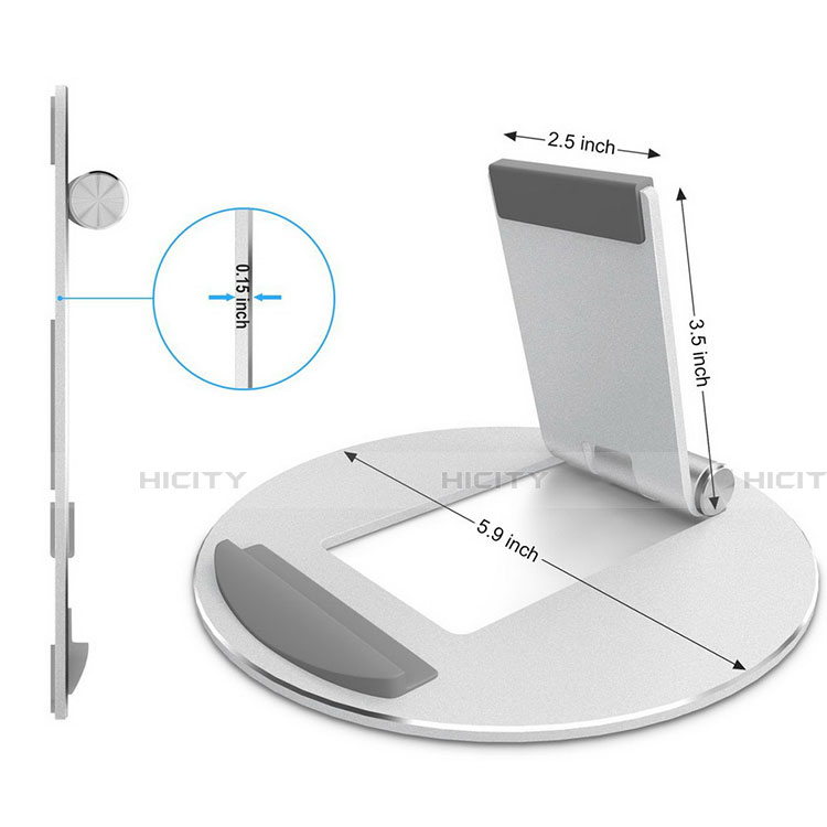 Universal Faltbare Ständer Tablet Halter Halterung Flexibel K16 für Huawei Mediapad T1 10 Pro T1-A21L T1-A23L Silber