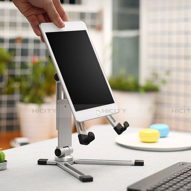 Universal Faltbare Ständer Tablet Halter Halterung Flexibel K19 für Apple iPad Air 10.9 (2020) Silber