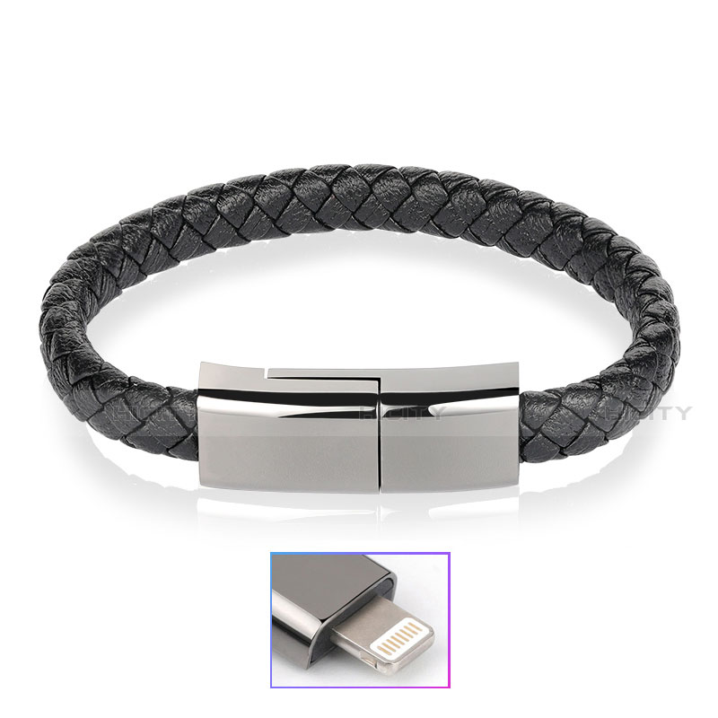 USB Ladekabel Kabel 20cm S02 für Apple iPhone 13 Schwarz Plus