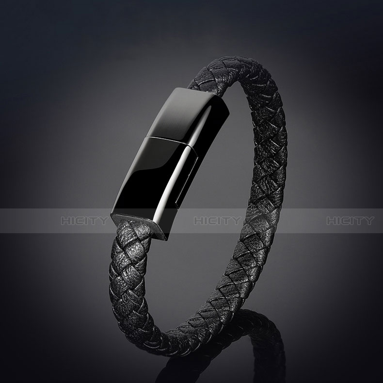 USB Ladekabel Kabel 20cm S02 für Apple iPhone 14 Pro Schwarz groß