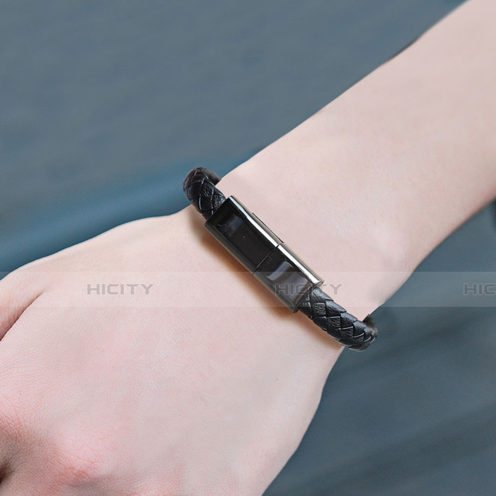 USB Ladekabel Kabel 20cm S02 für Apple iPhone 14 Pro Schwarz groß