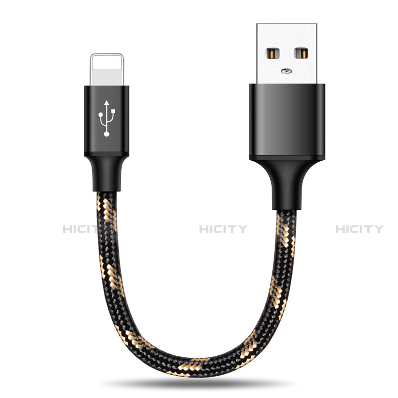 USB Ladekabel Kabel 25cm S03 für Apple iPad 10.2 (2020) Schwarz Plus