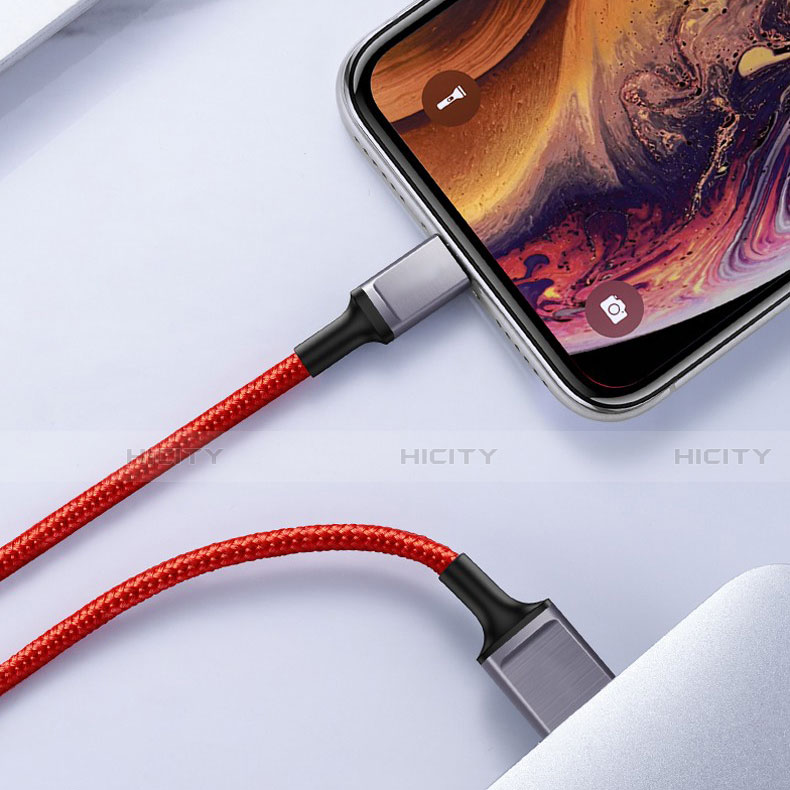 USB Ladekabel Kabel C03 für Apple iPhone 11 Pro Rot groß