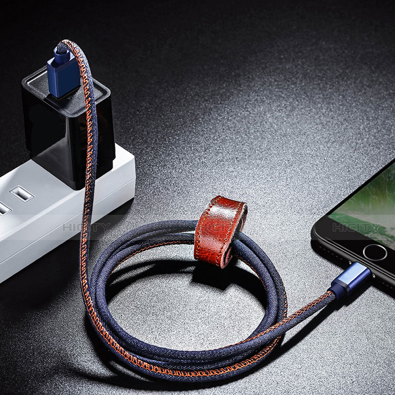 USB Ladekabel Kabel D01 für Apple iPhone 11 Blau groß