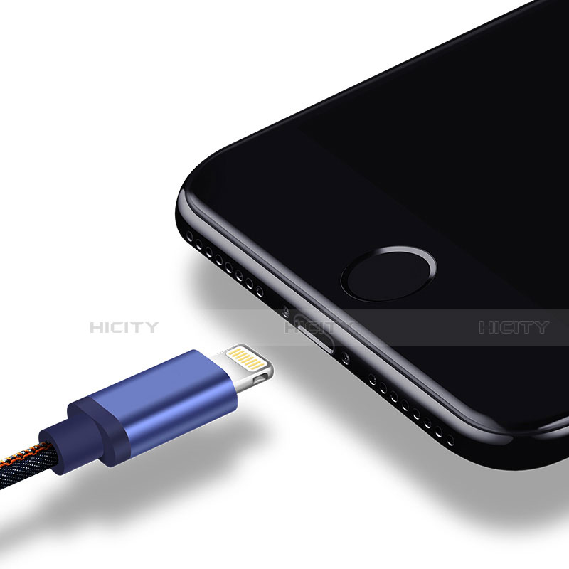 USB Ladekabel Kabel D01 für Apple iPhone 5C Blau groß