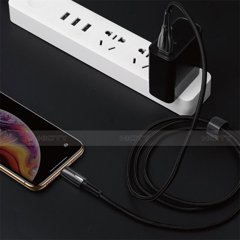 USB Ladekabel Kabel D02 für Apple iPad Air 2 Schwarz groß
