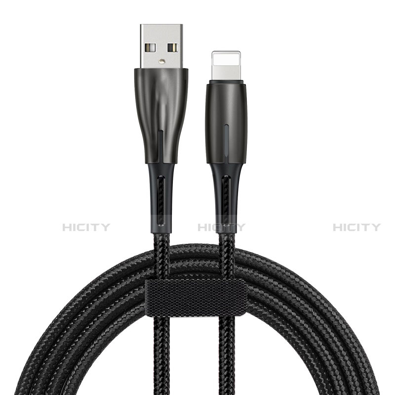 USB Ladekabel Kabel D02 für Apple iPhone 14 Pro Schwarz Plus