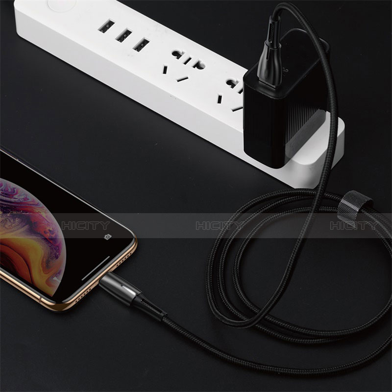 USB Ladekabel Kabel D02 für Apple iPhone SE3 (2022) Schwarz groß