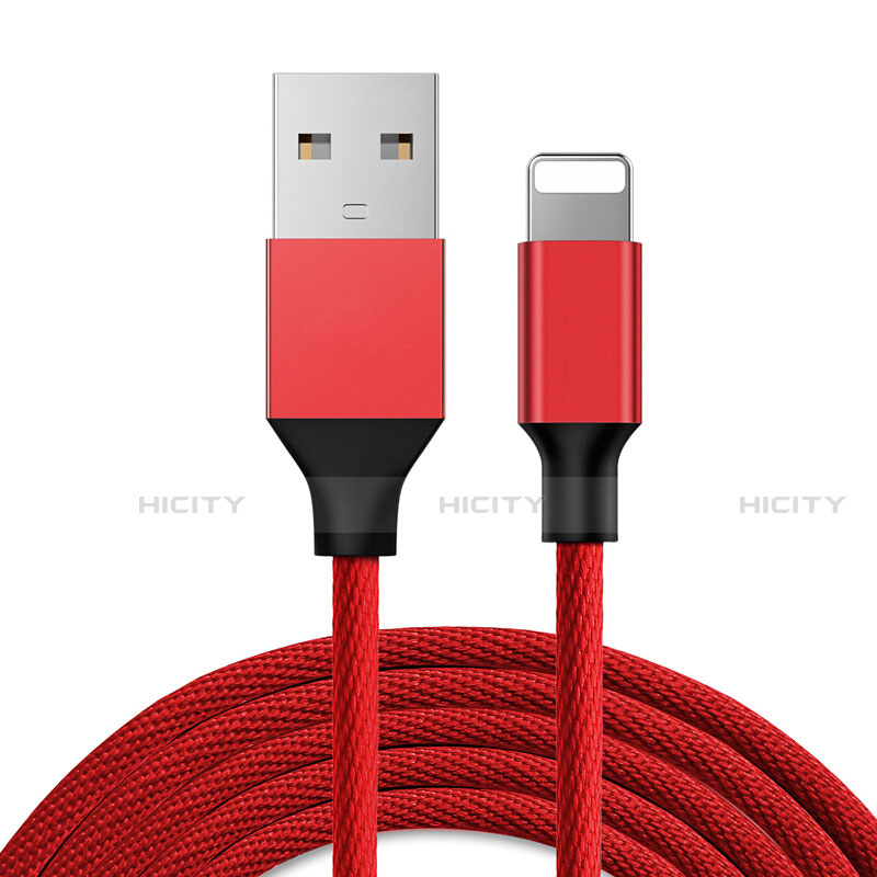 USB Ladekabel Kabel D03 für Apple iPhone 5C Rot Plus