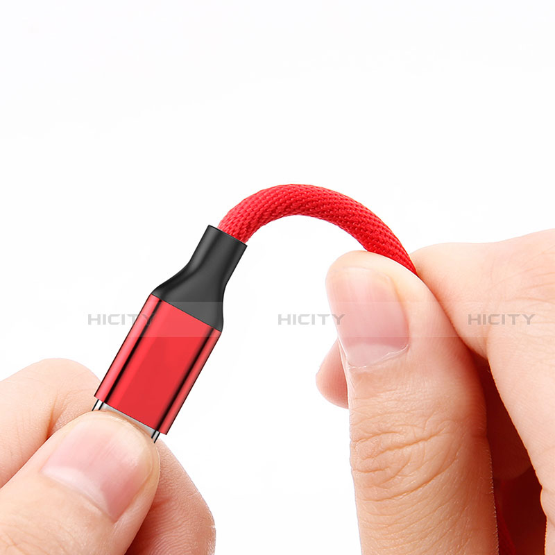 USB Ladekabel Kabel D03 für Apple iPhone 5C Rot groß