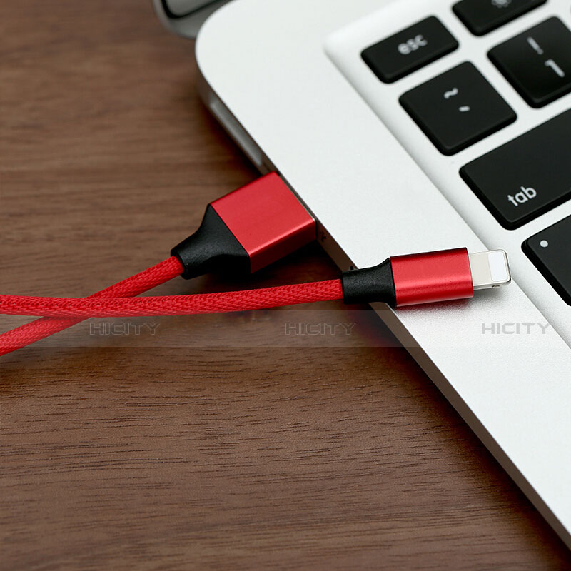 USB Ladekabel Kabel D03 für Apple iPhone 5C Rot groß