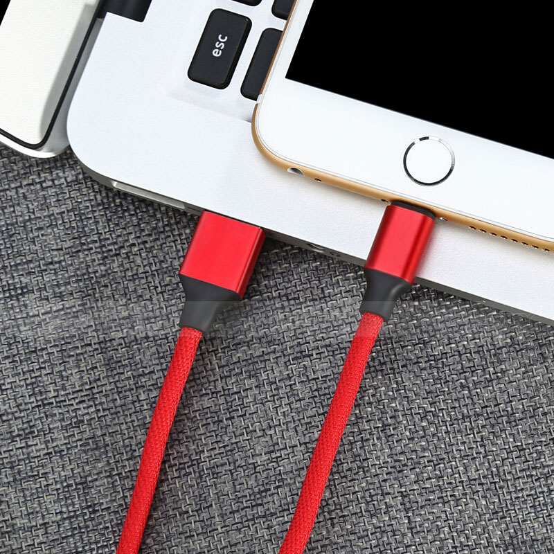 USB Ladekabel Kabel D03 für Apple iPhone 5S Rot groß