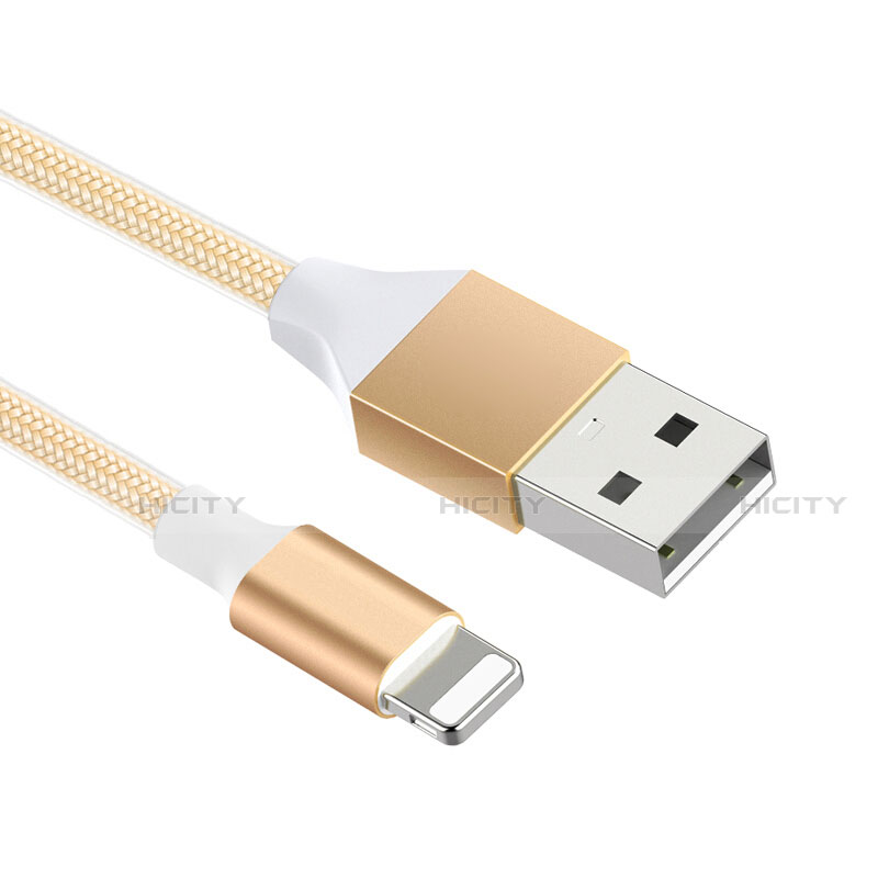 USB Ladekabel Kabel D04 für Apple iPhone 13 Pro Gold groß