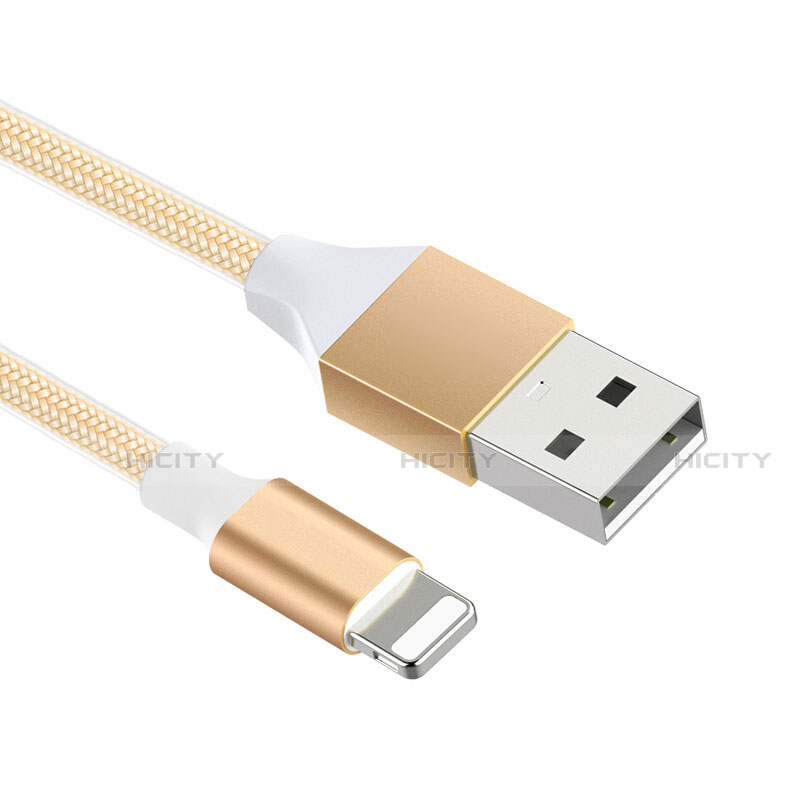 USB Ladekabel Kabel D04 für Apple iPhone 5C Gold groß