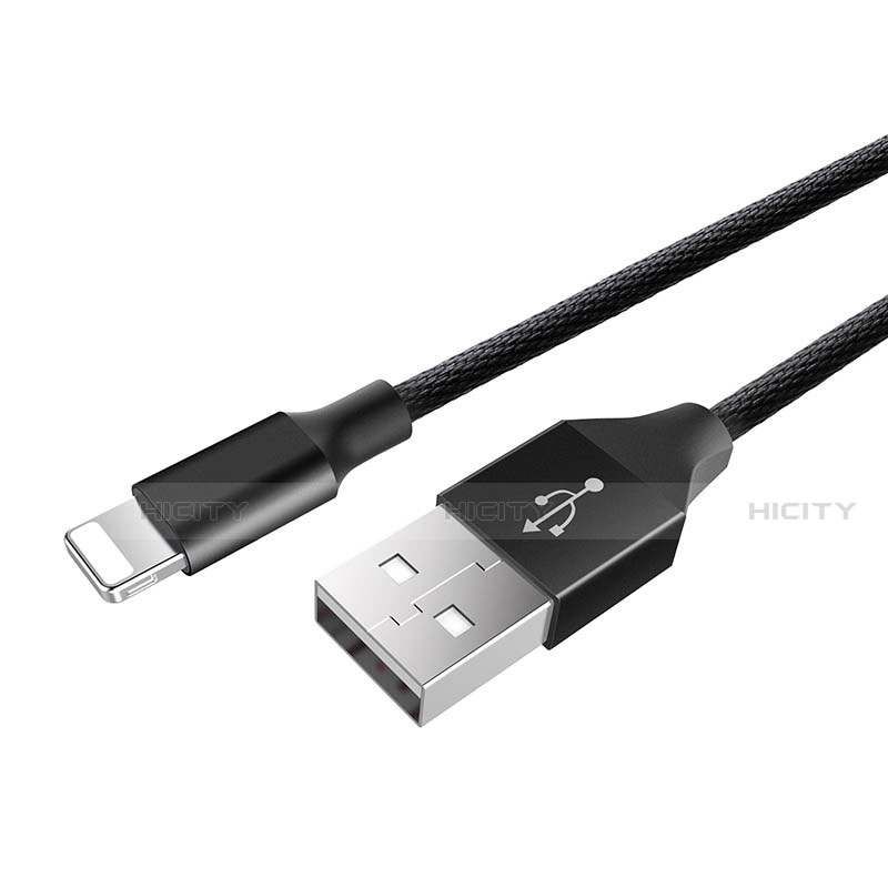 USB Ladekabel Kabel D06 für Apple iPhone 13 Pro Schwarz groß