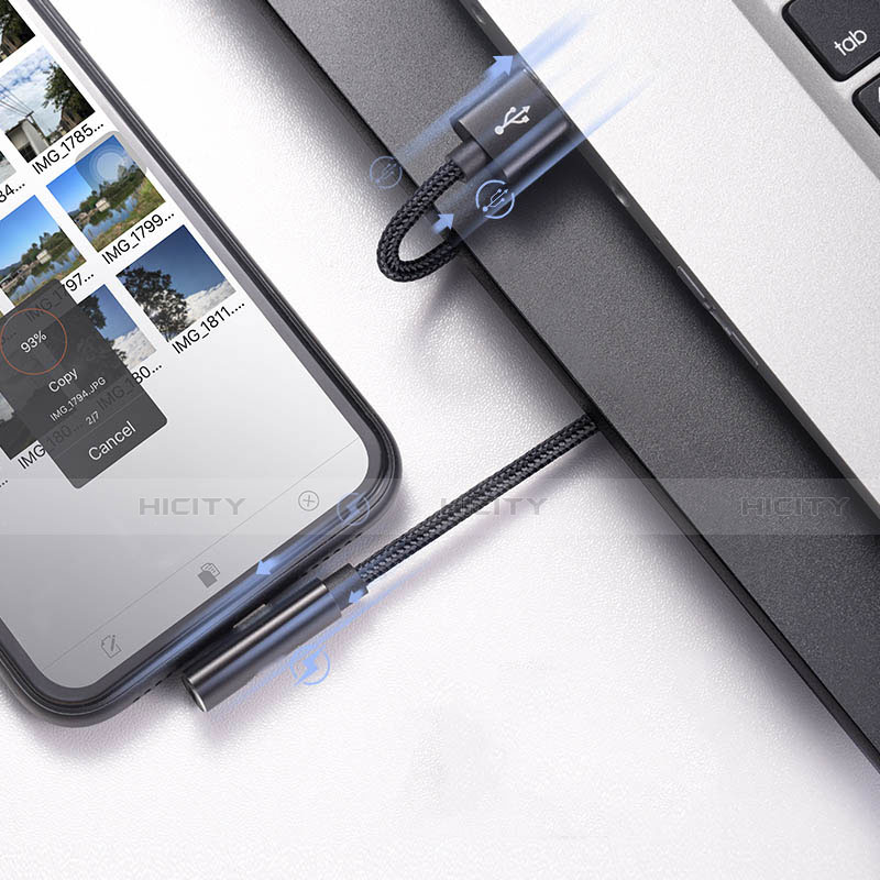 USB Ladekabel Kabel D07 für Apple iPhone 6S Schwarz groß