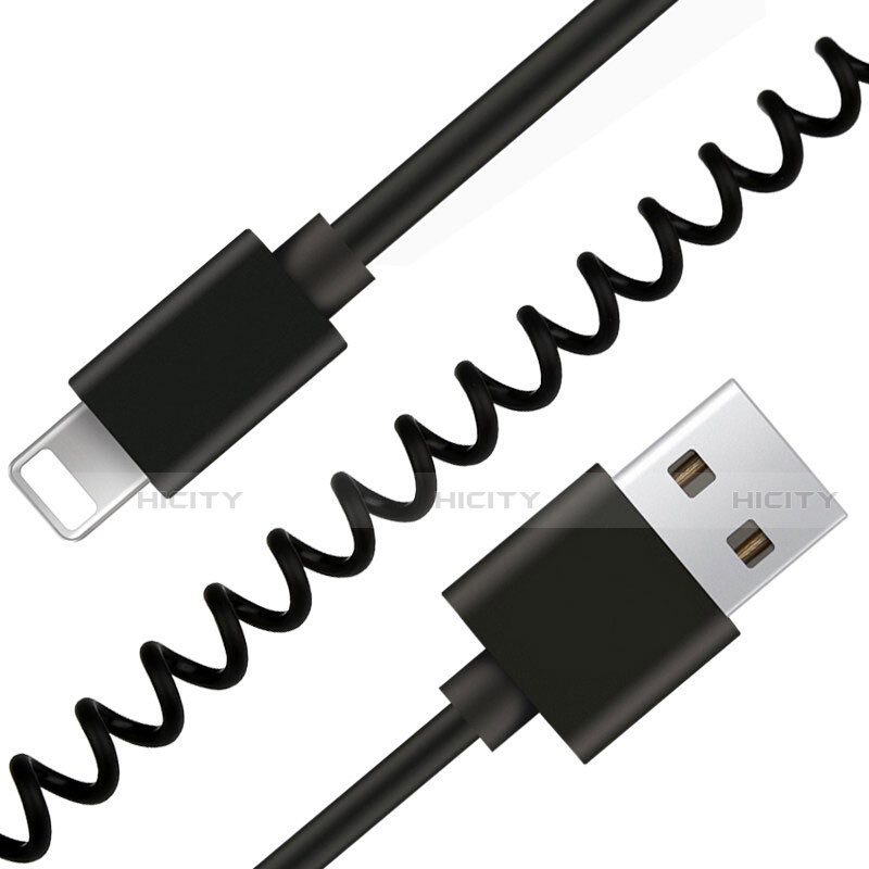 USB Ladekabel Kabel D08 für Apple iPhone 11 Pro Schwarz groß