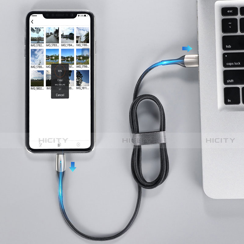 USB Ladekabel Kabel D09 für Apple iPhone 12 Schwarz groß