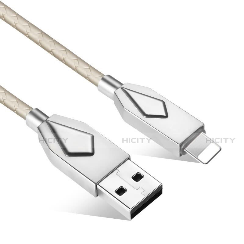 USB Ladekabel Kabel D13 für Apple iPad 4 Silber groß