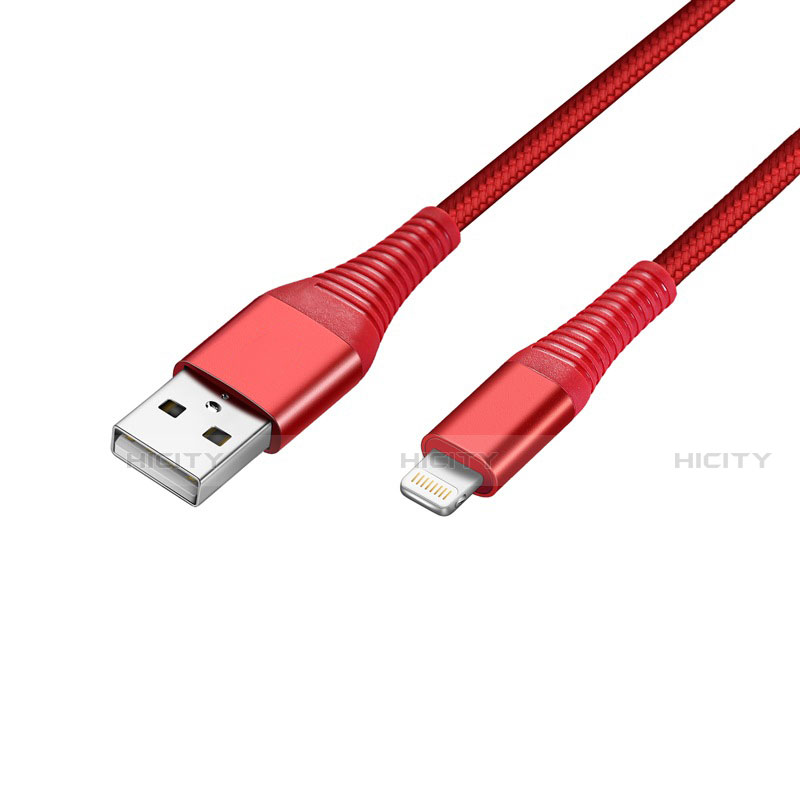 USB Ladekabel Kabel D14 für Apple iPhone 7 Rot groß