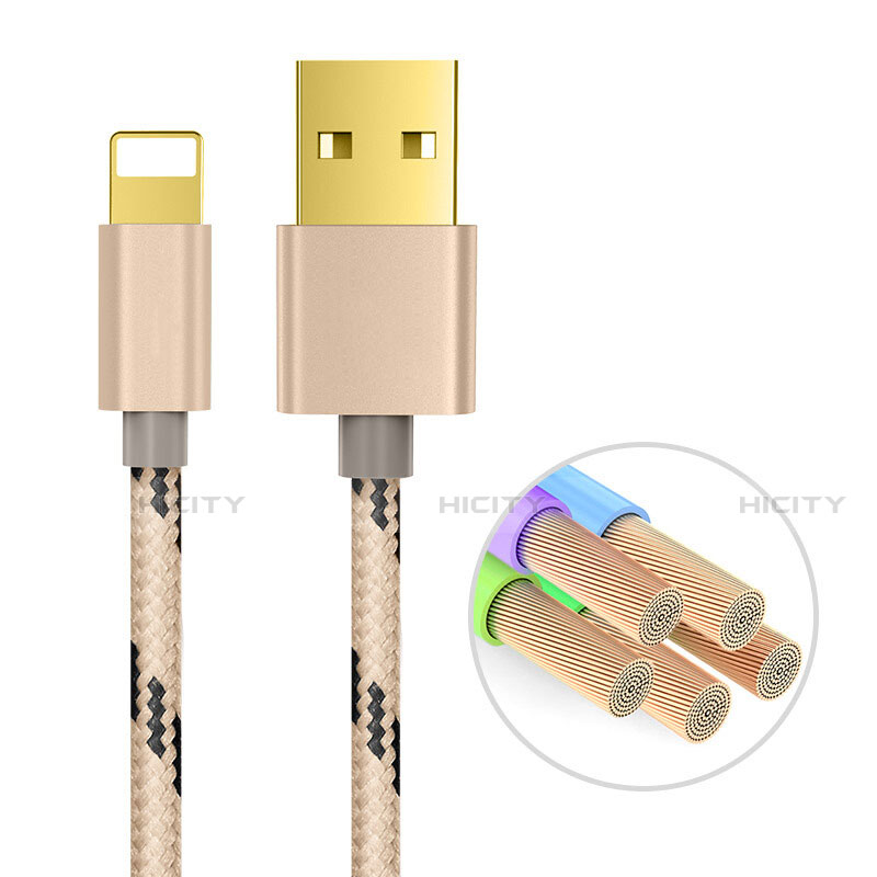 USB Ladekabel Kabel L01 für Apple iPhone SE3 (2022) Gold groß