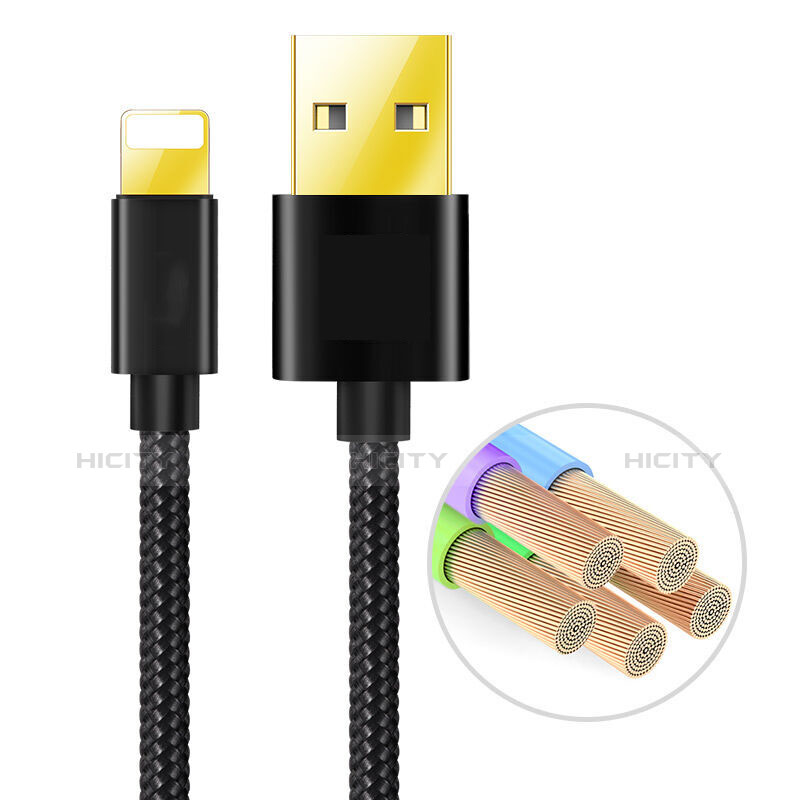 USB Ladekabel Kabel L02 für Apple iPad New Air (2019) 10.5 Schwarz groß