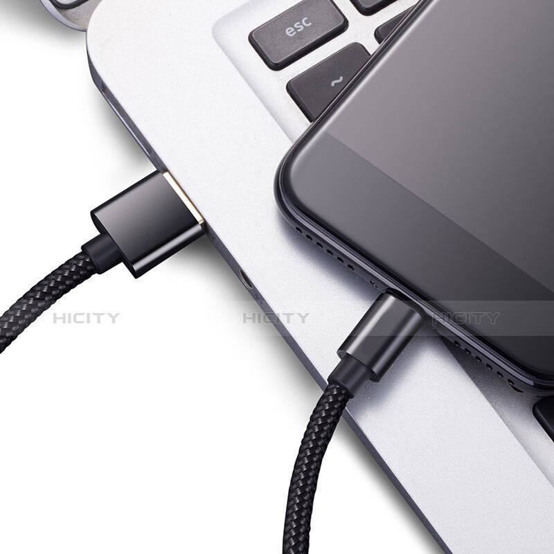 USB Ladekabel Kabel L02 für Apple iPhone 11 Pro Max Schwarz groß