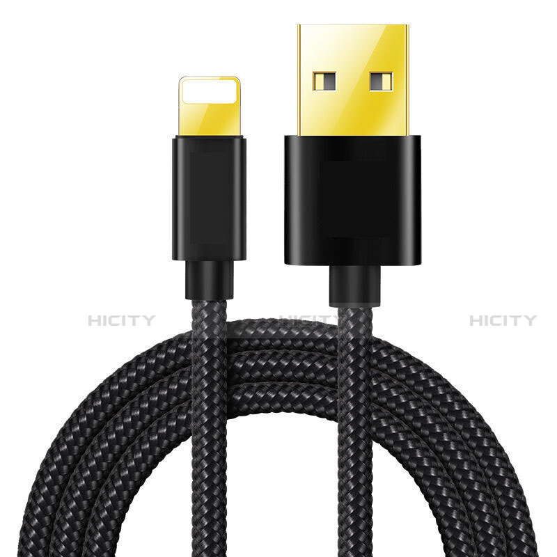 USB Ladekabel Kabel L02 für Apple iPhone SE3 (2022) Schwarz Plus