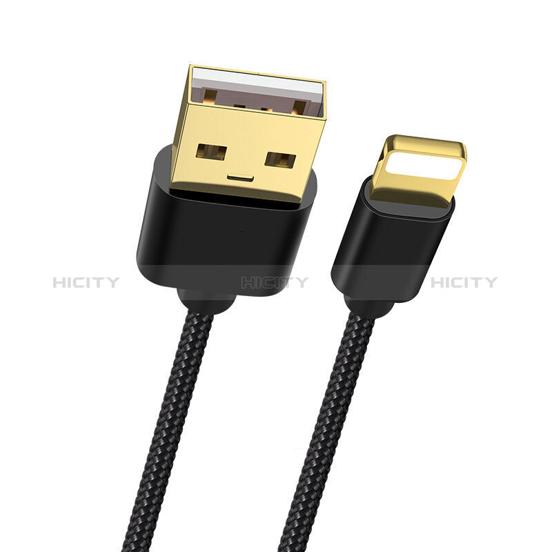 USB Ladekabel Kabel L02 für Apple New iPad 9.7 (2017) Schwarz groß
