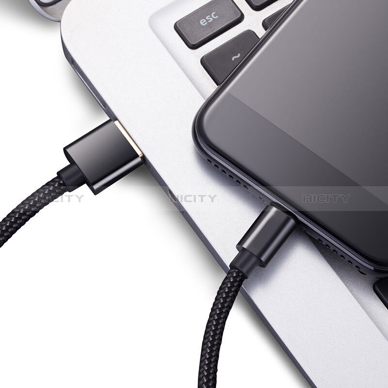 USB Ladekabel Kabel L02 für Apple New iPad 9.7 (2017) Schwarz groß
