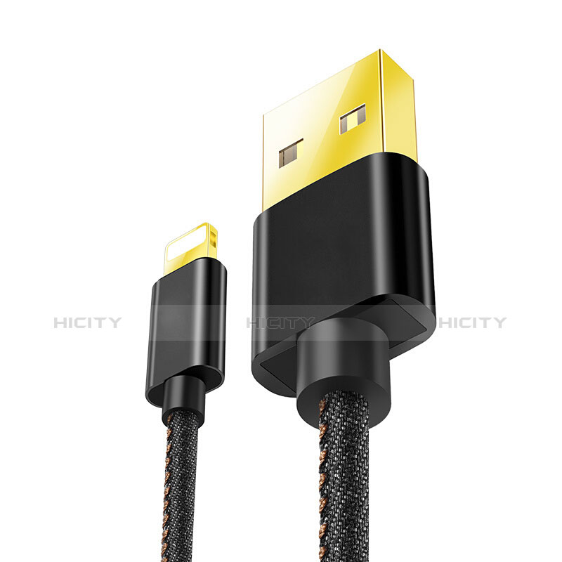 USB Ladekabel Kabel L04 für Apple iPhone 11 Pro Max Schwarz groß