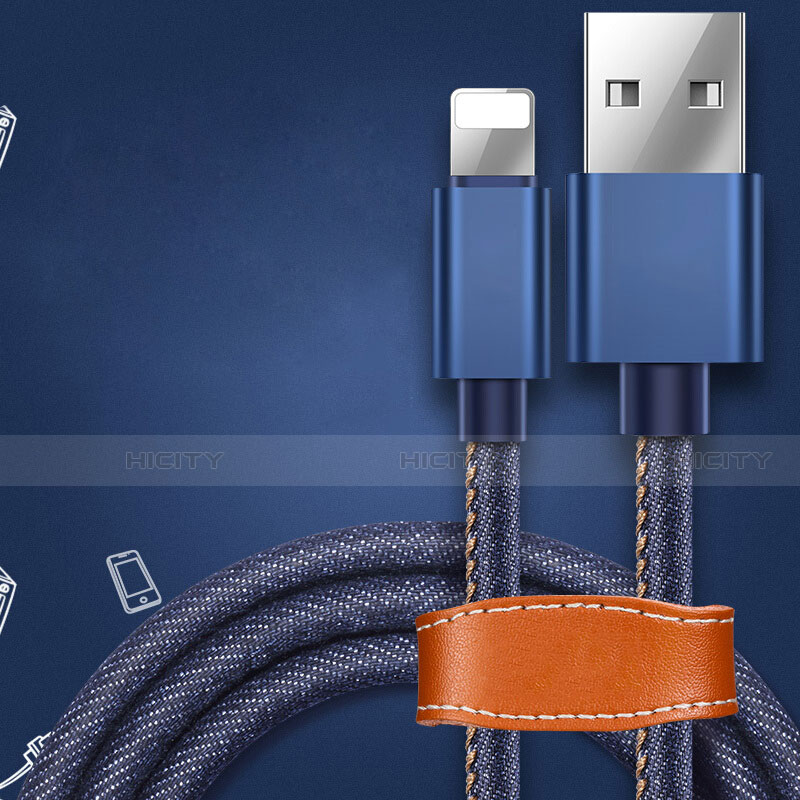 USB Ladekabel Kabel L04 für Apple iPhone 13 Mini Blau